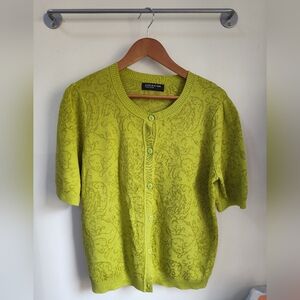 Jones NY Collection short sleeve jacquard cardigan szL